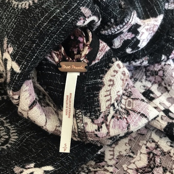 Free People Black Geometric Mini Dress Long Sleeve Open Back, XS, Festival Dress - Picture 12 of 13